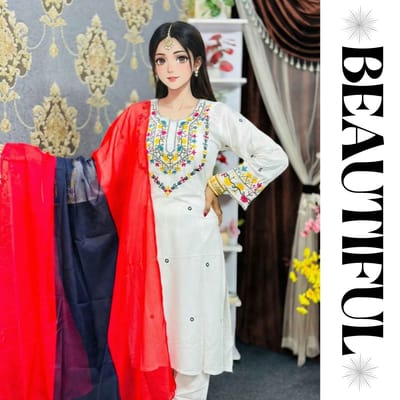 Stylish White Three Piece Dress