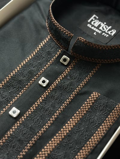 Black Embroidered Panjabi - Image 2