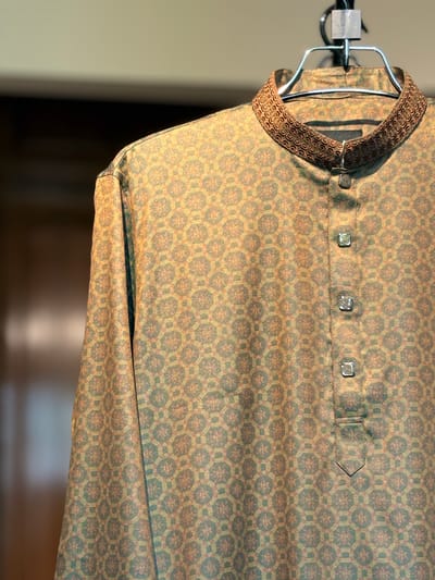 Royal Olive Golden Printed Panjabi - Image 2