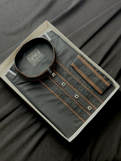 Black Embroidered Panjabi - Image 1