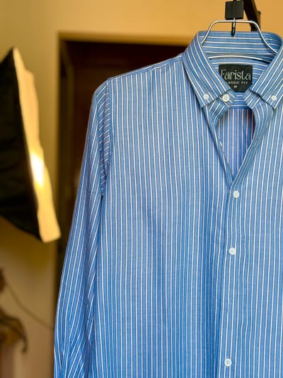 Sky Blue And White stripe Shirt - Image 2