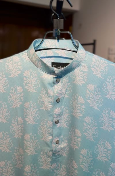 Sky Blue Printed Panjabi - Image 2