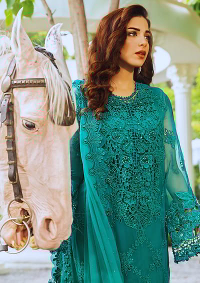 Maria B Embroidered Chiffon Suit Unstitched 3 Piece - Formal Collection - Image 1