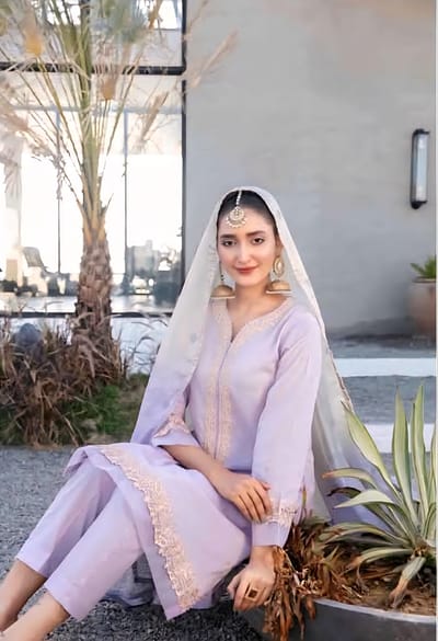 3 piece Luxurious-Embroidered Collection by Tawakkal - Lavender - Image 1