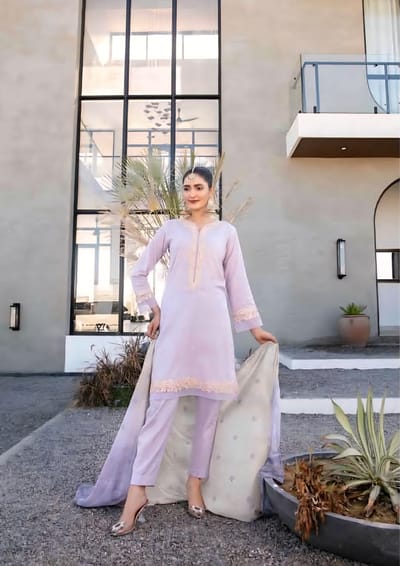 3 piece Luxurious-Embroidered Collection by Tawakkal - Lavender - Image 6