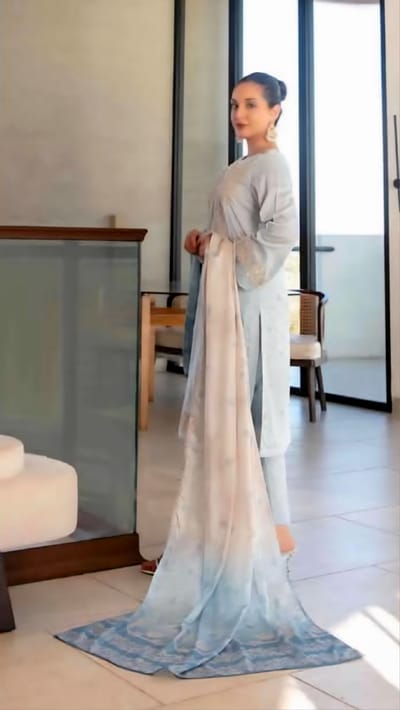 3 piece Luxurious-Embroidered Collection by Tawakkal - Misty Blue - Image 6