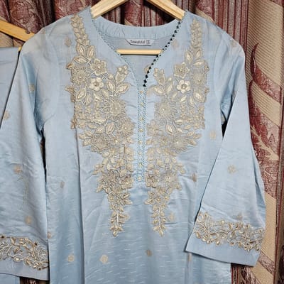 3 piece Luxurious-Embroidered Collection by Tawakkal - Misty Blue - Image 2