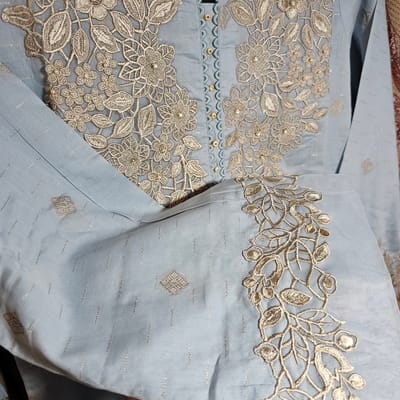 3 piece Luxurious-Embroidered Collection by Tawakkal - Misty Blue - Image 3