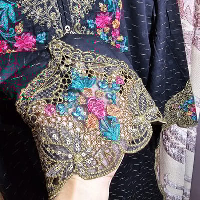 3 piece Luxurious-Embroidered Collection by Tawakkal - Black - Image 3