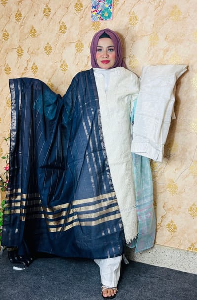 3 Piece Ready to wear Embroidered Luxury Pret | Lakhany-Off White (Imported from Pakistan) - Image 1