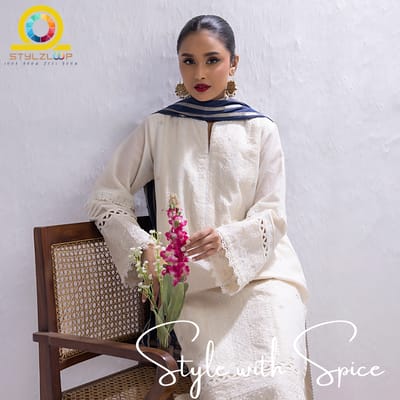 3 Piece Ready to wear Embroidered Luxury Pret | Lakhany-Off White (Imported from Pakistan) - Image 2