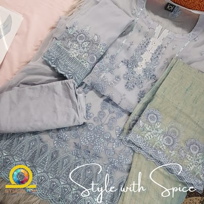 CALA BY TAWAKKAL Semi-stitched- Blue - Image 4