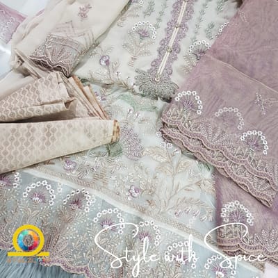 Cala Embroidered Chiffon By Tawakkal | Semi-stitched | Pitch - Image 2
