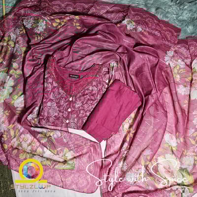 3 Piece Stitched Elegant Lawn Collection | Regalia- Maroon (Imported from Pakistan) - Image 4