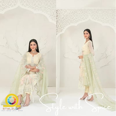 Cala Embroidered Chiffon By Tawakkal | Semi-stitched - Image 3