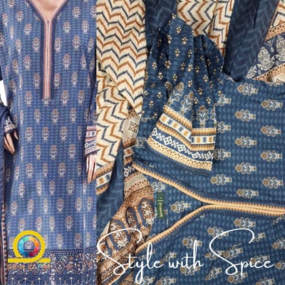 3 PC printed stitched suits with daman organza cutwork | Bin Saeed Pakistan - Image 3