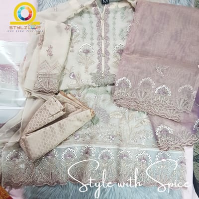 Cala Embroidered Chiffon By Tawakkal | Semi-stitched | Pitch - Image 4