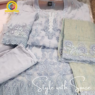 CALA BY TAWAKKAL Semi-stitched- Blue - Image 2