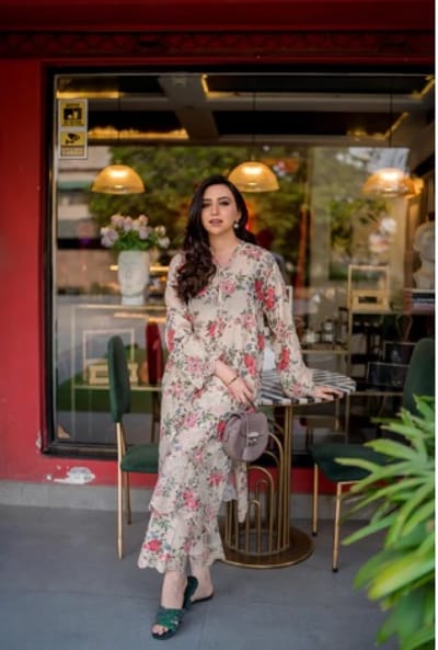 2 Piece Ready to wear Embroidered Shirt & Trouser | Lakhany- Multicolor - Image 4