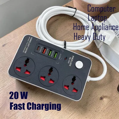 Maxline ML-804 4 USB Fast Charging Power Strip PD 20W QC 3.0 Multiplug Universal Socket