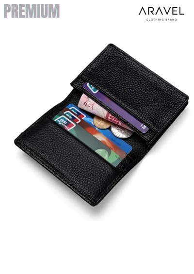 Aravel Premium Black Card Holder for Men – Mini Money Bag - Image 2