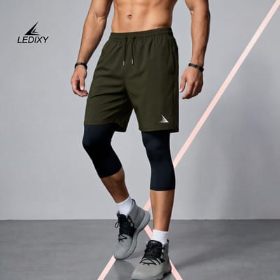 2in1 3/4 Compression Leggings + Shorts (Attached)