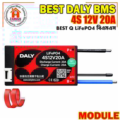 DALY 4S 12V 20A LiFePO4 Battery Management System BMS with NTC Temperature Sensor