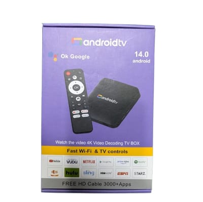 Android TV Box Android 14 | 8GB RAM 128GB ROM | 4K UHD Streaming Media Player | Amlogic S905L3 | Wi-Fi | Voice Remote