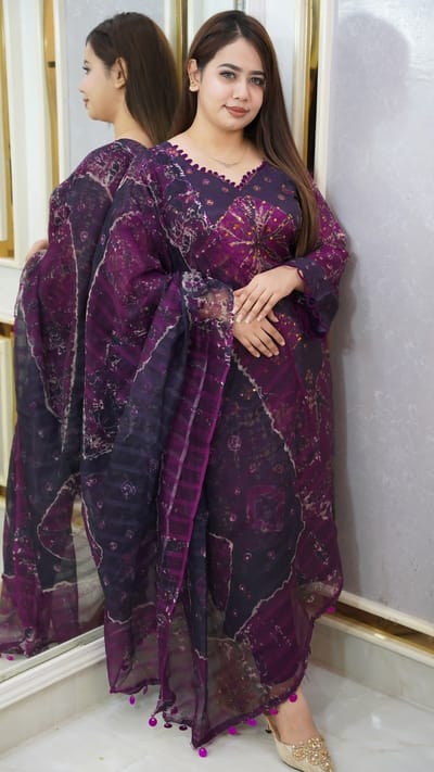 বাটিক প্রিন্ট রেডিমেড থ্রি পিস - Image 2