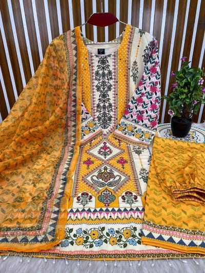 ডিজিটাল প্রিন্ট রেডিমেড থ্রি পিস - Image 3