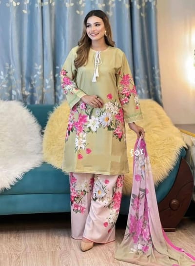 পাকিস্তানি ডিজাইনের  স্কিন প্রিন্টের ইন্সপায়ার্ড থ্রি পিস কালেকশন। - Image 6