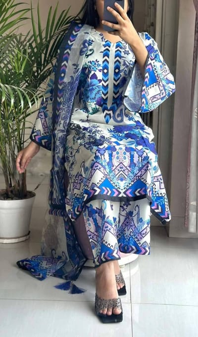 পাকিস্তানি ডিজাইনের  স্কিন প্রিন্টের ইন্সপায়ার্ড থ্রি পিস কালেকশন। - Image 5