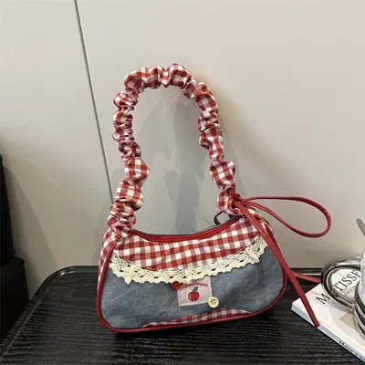 Denim red pookie bag