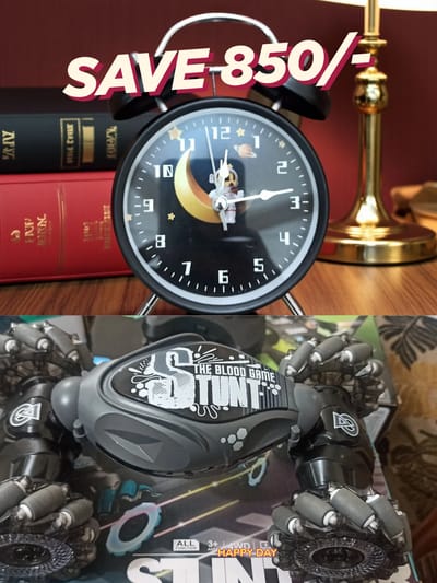 Kids Combo Offer – Astronaut Alarm Clock + 360° Stunt Car Toy