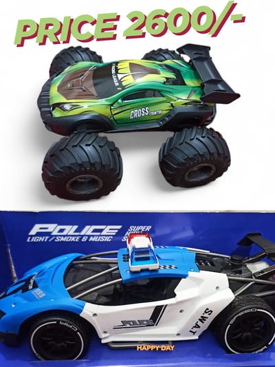 🔥 RC Monster Car + Police Light Smoke Car Combo Offer – Super Racing & Fun Pack