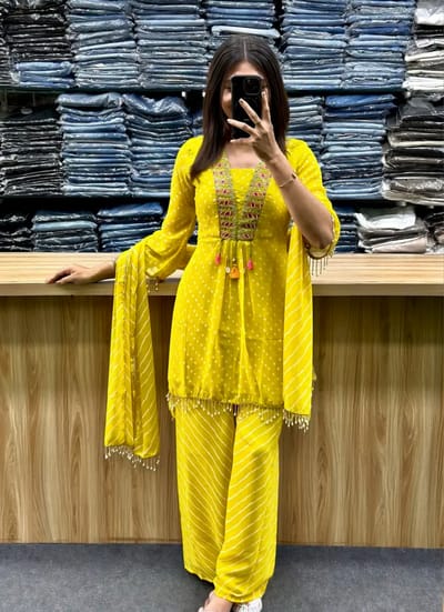 Bandhani Sharara suit (Yellow)