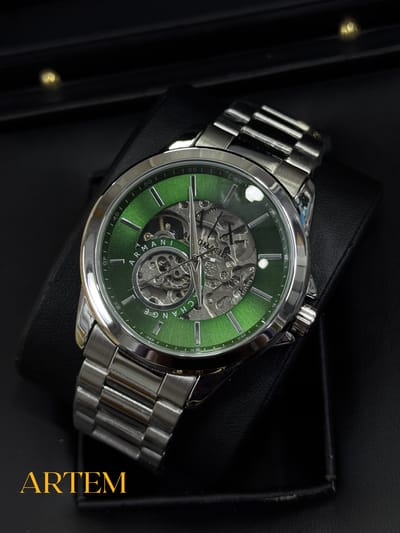 Armani Exchange Green Dial Automatic Skeleton AA