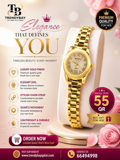 Elegant Gold Ladies Wrist Watch