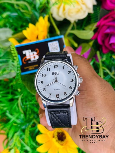 Classic White Dial Leather Strap Watch