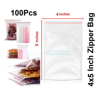 100 pcs Zipper lock bag 4" x 5" inch Small Mini Size Pack Poly Resealable Zip Lock Poly Bag for Plastic Storage Packet