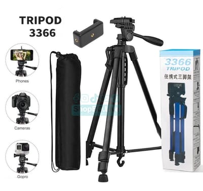 3366 Aluminum Tripod , Universal Lightweight Tripod with Mobile Phone Holder Mount & Carry Bag for All Smart Phones, Gopro, Cameras