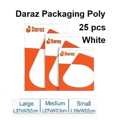 Daraz Packaging Materials Poly Plastic Bag 25pcs for Courier Product Covering Pack White Color Small Medium Large
