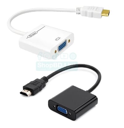 HDMI Male to VGA Female Adapter Video Cable Converter Black White
