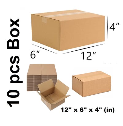 Packaging Material - 10 Pcs Die Cut Carton Small Mini Box Size: 12" × 6" × 4" inch Carton Box 12 × 6 × 4 inch