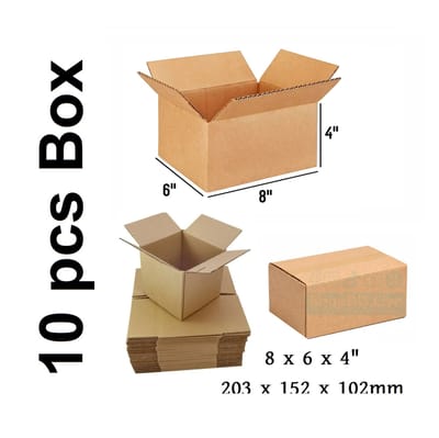Packaging Meterial - 10 Pcs Die Cut Carton Small Mini Box Size: 8" × 6" × 4" inch Carton Box 8 × 6 × 4 inch