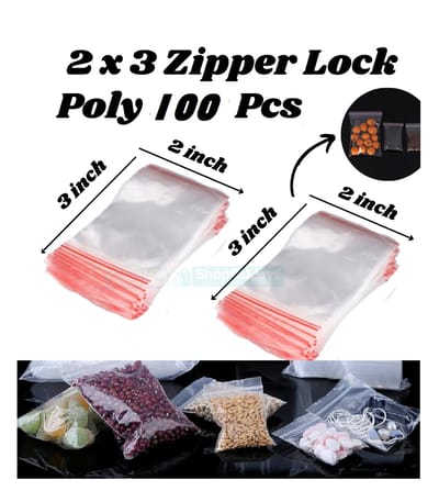 100 pcs Zipper lock bag 2" x 3" inch Small Mini Size Pack Poly Resealable Zip Lock Poly Bag for Plastic Storage Packet