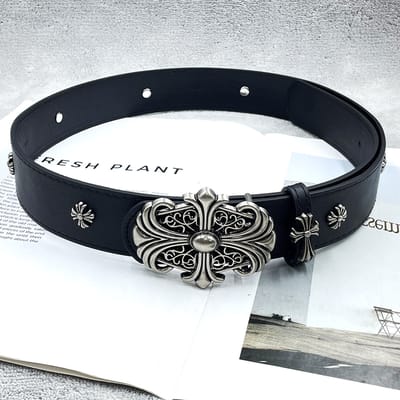 Gothic Filigree Cross Leather Belt - Image 1