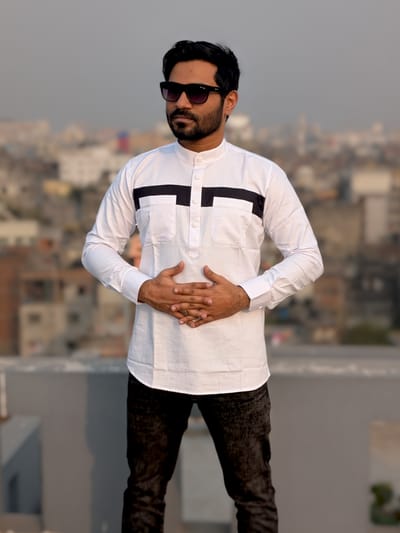 Contrast cotton katua white color