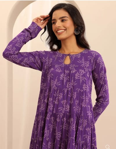 প্রিমিয়াম কটন ফ্লোরাল গাউন থ্রি-পিস সেট - Image 2