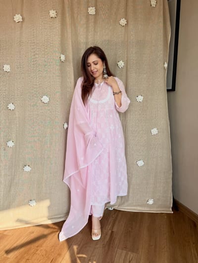 ✨Lucknowi Suit Sweing embroidery and delicate crochet lace Work✨ - Image 1